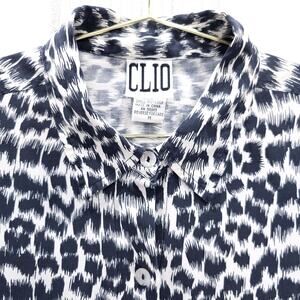 VINTAGE 90s 100% Silk Leopard Print Button Down Shirt Womens Sz M Long Sleeve‎